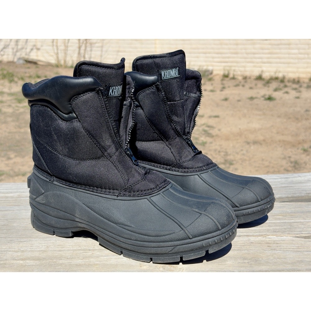 Khombu Boots Men's 12 M Black Glacier Zip Paul Snow Boots Thermal Insulation